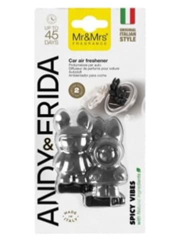 Mr & Mrs Fragrance 2er-Set: Autodüfte ''Andy & Frida - Spicy Vibes'' in Schwarz