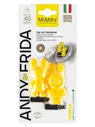 Mr & Mrs Fragrance 2er-Set: Autodüfte ''Andy & Frida - Vanilla'' in Gelb