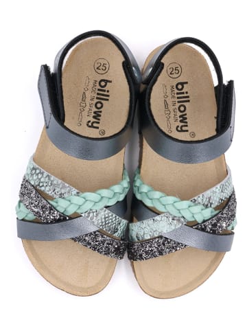 billowy Sandalen in Anthrazit/ Silber