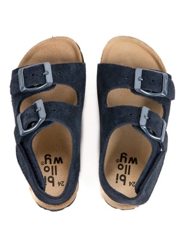 billowy Leder-Sandalen in Dunkelblau