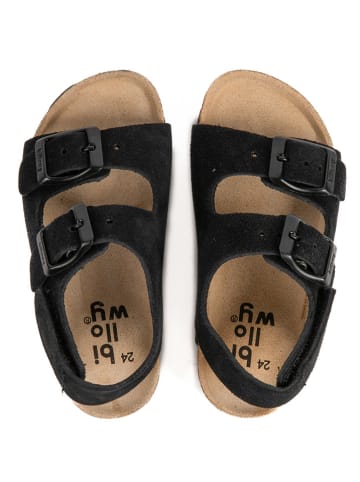 billowy Leder-Sandalen in Schwarz