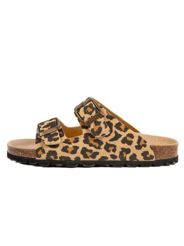 billowy Leren slippers lichtbruin