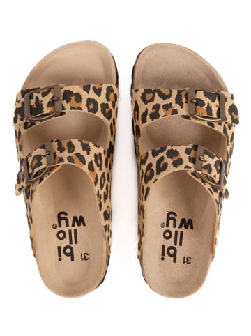 billowy Leren slippers lichtbruin