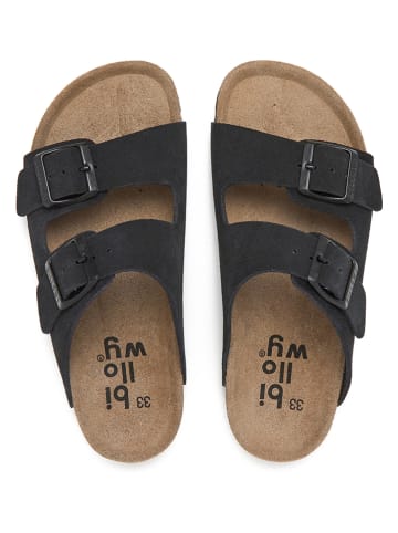 billowy Leren slippers zwart