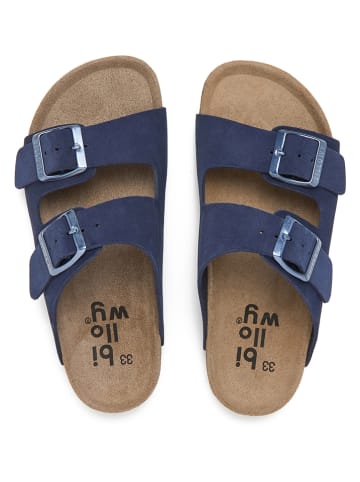 billowy Leren slippers donkerblauw