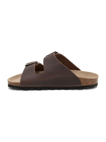 billowy Leren slippers bruin