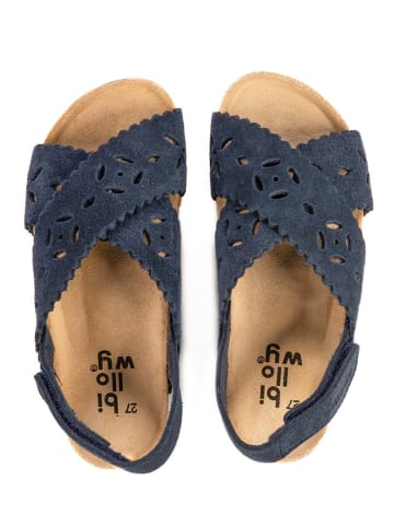 billowy Leder-Sandalen "Rosso" in Dunkelblau