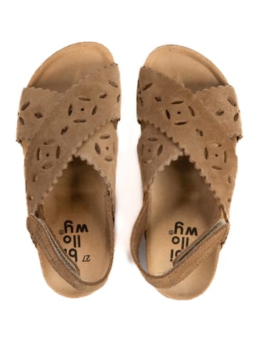 billowy Leder-Sandalen "Rosso" in Hellbraun