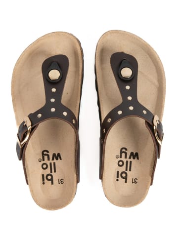 billowy Skórzane japonki w kolorze brązowym