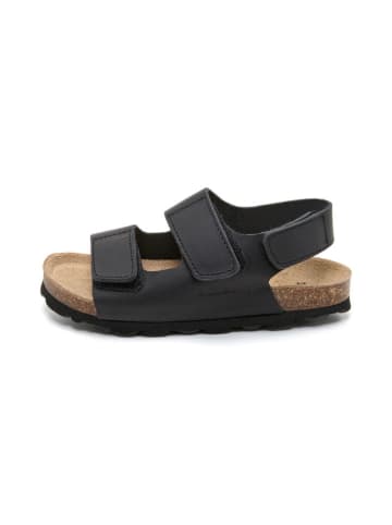 billowy Leder-Sandalen in Schwarz