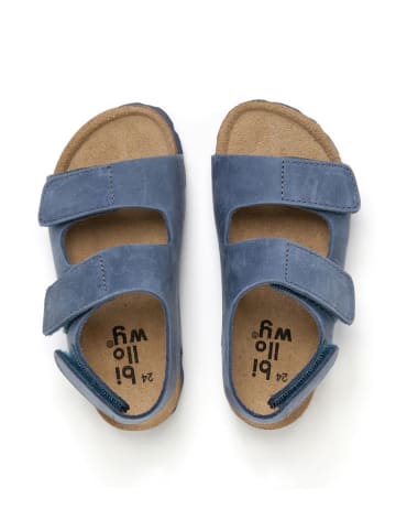billowy Leder-Sandalen in Blau
