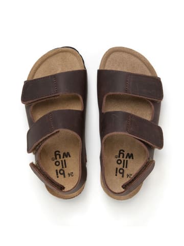 billowy Leder-Sandalen in Braun