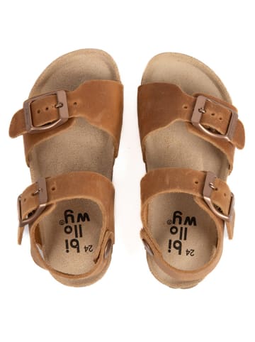 billowy Leren sandalen "Rosso" lichtbruin