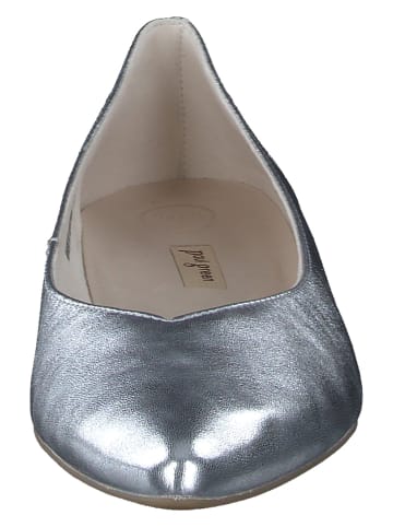 Paul Green Leren ballerina's zilverkleurig
