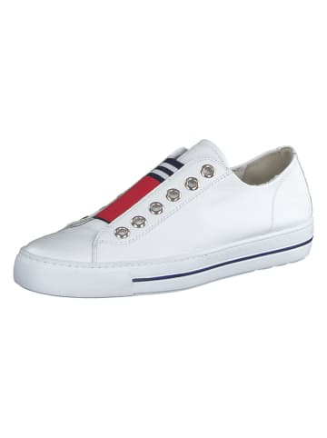 Paul Green Leder-Slipper in Weiß/ Rot