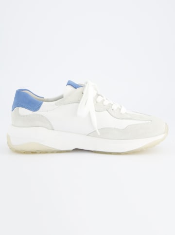 Paul Green Leren sneakers wit/lichtblauw