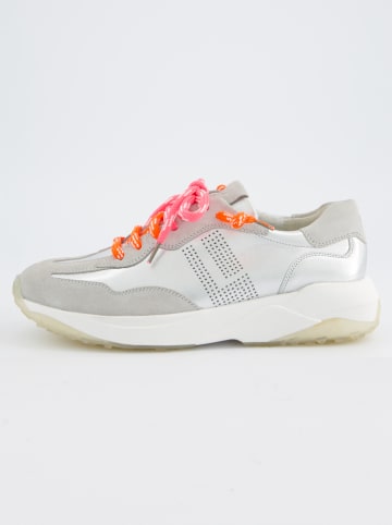 Paul Green Leren sneakers zilverkleurig/crème