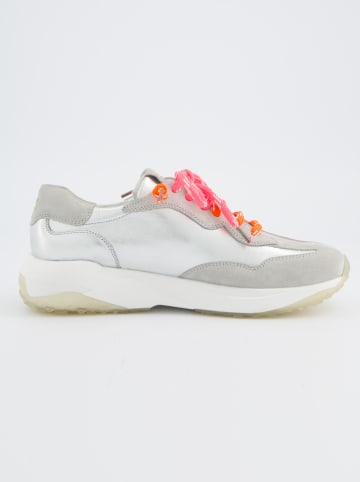 Paul Green Leren sneakers zilverkleurig/crème