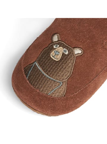 Wheat Skórzane kapcie w kolorze brązowym