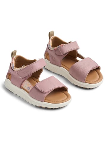 Wheat Skórzane sandały w kolorze jasnoróżowym