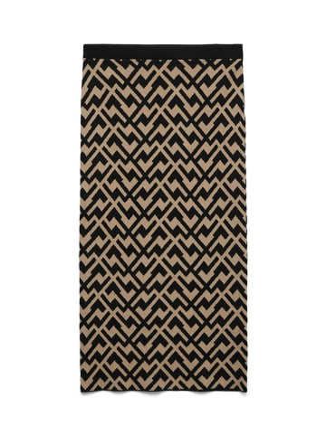 Vero Moda Strickrock in Beige/ Schwarz