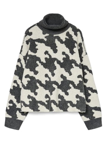 Vero Moda Rollkragenpullover in Creme/ Dunkelgrau