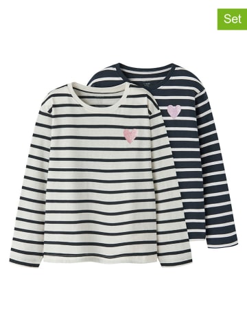 name it 2-delige set: longsleeves "Tenisa" zwart/wit