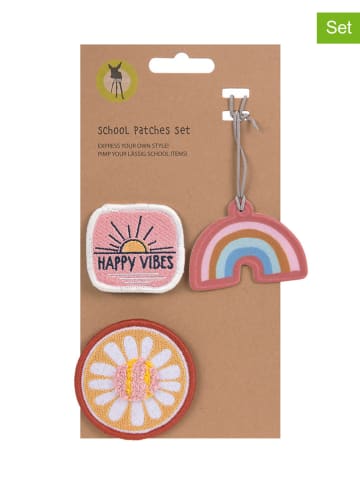Lässig 3-delige set: patches "Happy" lichtroze/geel/rood