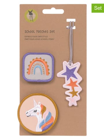 Lässig 3-delige set: patches "Unicorn" lichtroze/paars
