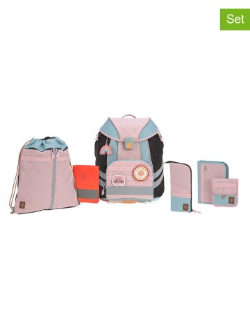 Lässig 7tlg. Schulranzen-Set "Flexy Unique" in Rosa/ Hellblau