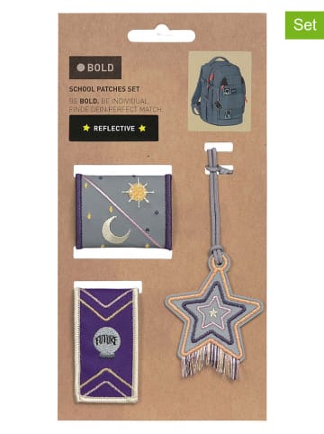 Lässig 3er-Set: Patches "Universe" in Grau/ Dunkelblau