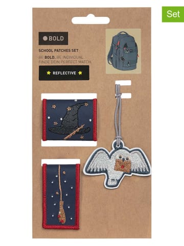 Lässig 3-delige set: patches "Witchery" donkerblauw/rood