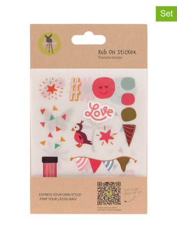 Lässig Transfer-Sticker "Happy" in Pink/ Blau