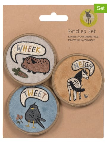 Lässig Textiel patches "Happy Prints" blauw/grijs/lichtbruin