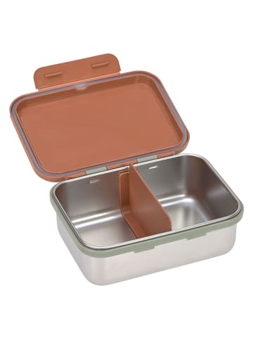 Lässig Edehlstahl-Lunchbox "Happy Prints" in Hellbraun/ Silber - (L)17 x (B)13 x (H)6 cm