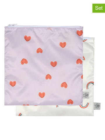 Lässig 2-delige set: snacktassen paars/crème - (L)17 x (B)18 cm