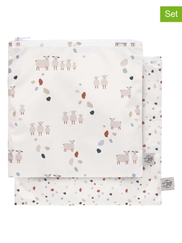 Lässig 2er-Set: Snacktaschen "Tiny Farmer Dots/Sheep" in Creme/ Bunt - (L)17 x (B)18 cm