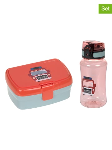 Lässig 2-delige lunchset ''Tiny Drivers - Fire Engine'' oranje/grijs