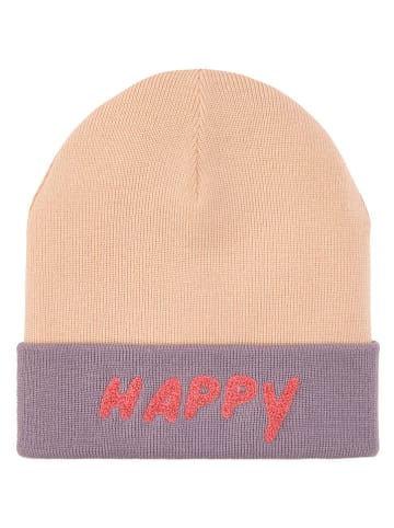 Lässig Wollen beanie "Little Gang Happy" paars/lichtroze