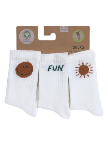 Lässig 3-delige set: sokken "Little Gang Fun" wit