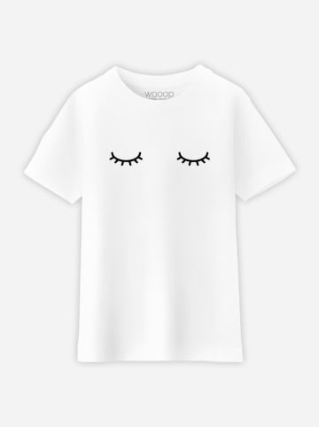 WOOOP Shirt "Eyes Closed" in Weiß