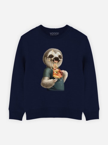 WOOOP Sweatshirt "Sloth eat pizza" in Dunkelblau