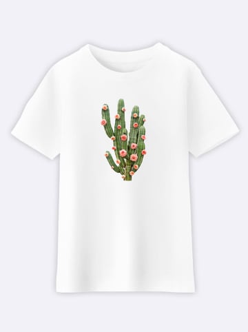 WOOOP Shirt "Cactus and roses" in Weiß