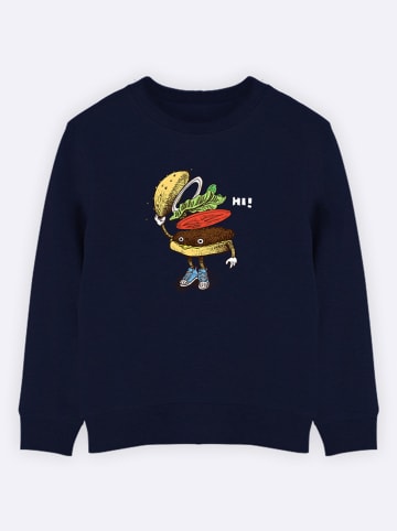 WOOOP Sweatshirt "Burger greeting" in Dunkelblau