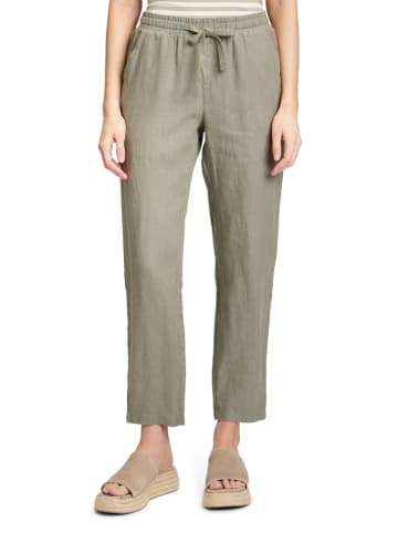 CARTOON Lniane spodnie w kolorze zielonym