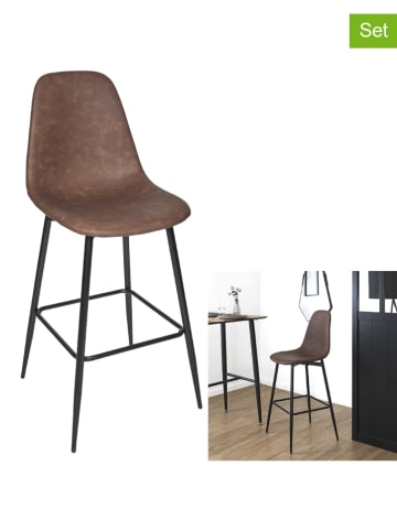 chairs for all 2-delige set: barkrukken "Amber" bruin - (B)44 x (H)110 x (D)54 cm