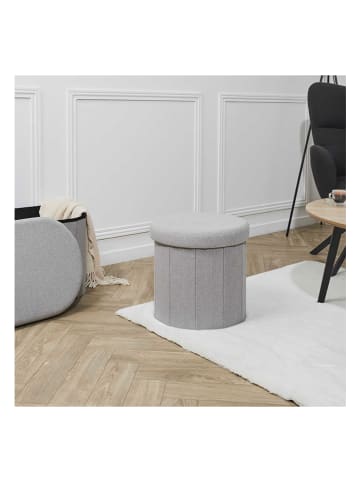 The Home Deco Kids Hocker w kolorze szarym ze schowkiem - wys. 38 x Ø 38 cm