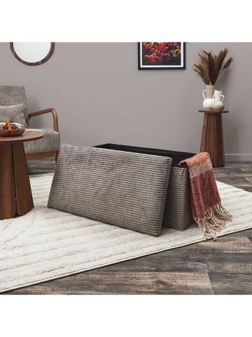 THE HOME DECO FACTORY Ławka w kolorze szarobrązowym ze schowkiem - 76 x 38 x 38 cm