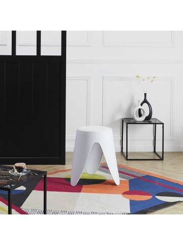 THE HOME DECO FACTORY Hocker w kolorze białym - 30 x 46 x 30 cm