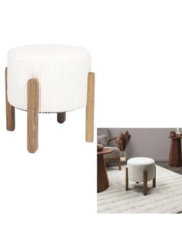 THE HOME DECO FACTORY Hocker w kolorze kremowym - wys. 35 x Ø 35 cm